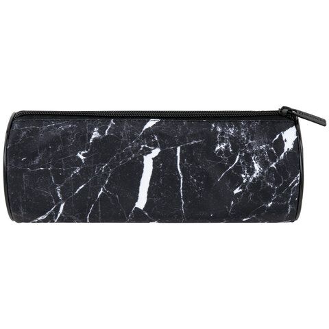 Пенал-тубус BRAUBERG, с эффектом Soft Touch, мягкий, &quot;Black marble&quot;, 22х8 см, 271569