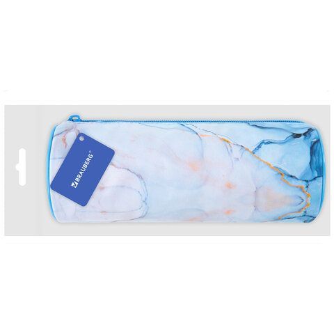 Пенал-тубус BRAUBERG, с эффектом Soft Touch, мягкий, &quot;Blue marble&quot;, 22х8 см, 271570