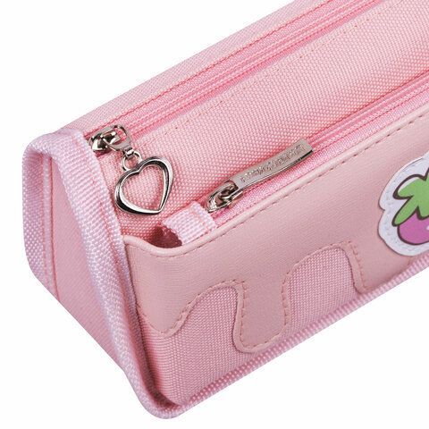 Пенал мягкий ЮНЛАНДИЯ, 2 отделения, полиэстер, &quot;Strawberry shortcake&quot;, розовый, 21х9х6 см, 271577