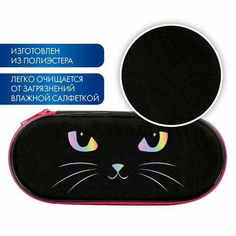 Пенал-футляр BRAUBERG, 1 отделение, органайзер, полиэстер, 22x9x5 см, &quot;Cat eye&quot;, 271585