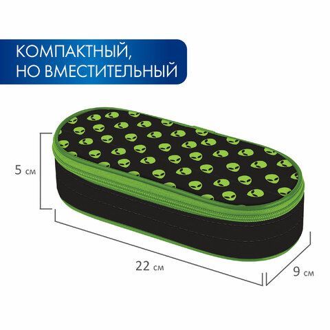 Пенал-футляр BRAUBERG, 1 отделение, органайзер, полиэстер, 22x9x5 см, &quot;Alienation&quot;, 271586