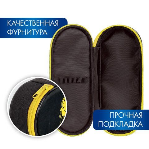 Пенал-футляр BRAUBERG, 1 отделение, органайзер, полиэстер, 22x9x5 см, &quot;Smile OFF&quot;, 271587