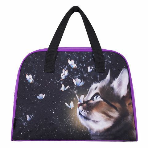Сумка для внешкольных занятий BRAUBERG с ручками, 35x25x15 см, &quot;Dream cat&quot;, 271592