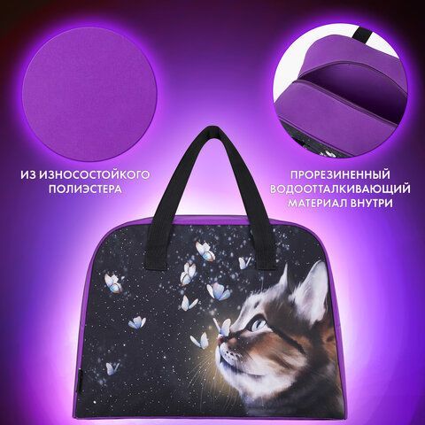 Сумка для внешкольных занятий BRAUBERG с ручками, 35x25x15 см, &quot;Dream cat&quot;, 271592