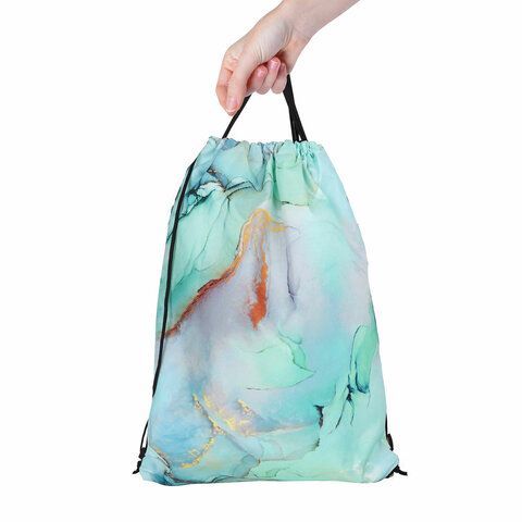Мешок для обуви BRAUBERG большой удобный с ручкой, 51х41 см, &quot;Mint marble&quot;, 271594
