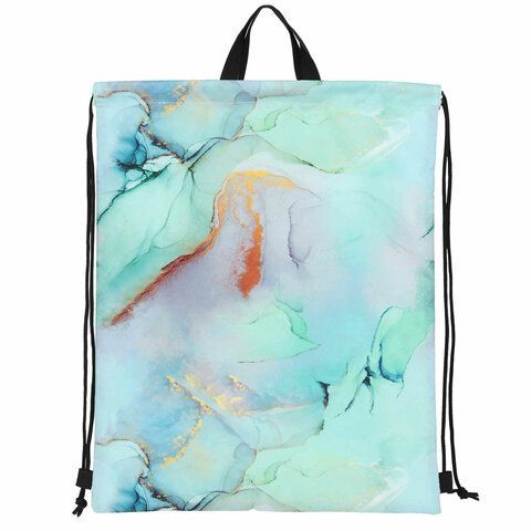 Мешок для обуви BRAUBERG большой удобный с ручкой, 51х41 см, &quot;Mint marble&quot;, 271594