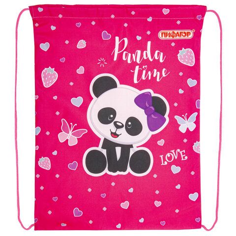Мешок для обуви ПИФАГОР, 1 отделение, 40х32 см, &quot;Panda time&quot;, 271601
