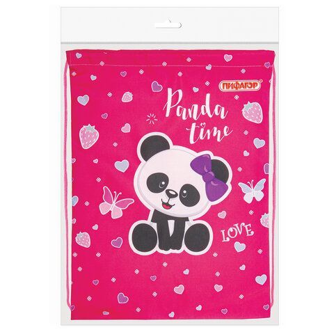 Мешок для обуви ПИФАГОР, 1 отделение, 40х32 см, &quot;Panda time&quot;, 271601