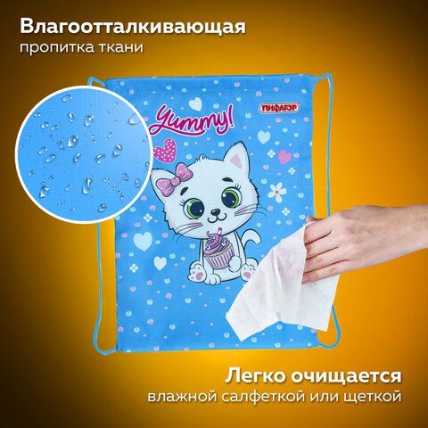 Мешок для обуви ПИФАГОР, 1 отделение, 40х32 см, &quot;Yummy cupcake&quot;, 271603