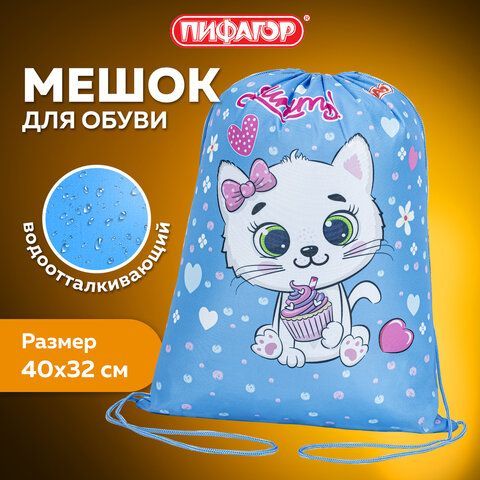 Мешок для обуви ПИФАГОР, 1 отделение, 40х32 см, &quot;Yummy cupcake&quot;, 271603