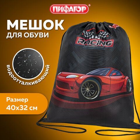 Мешок для обуви ПИФАГОР, 1 отделение, 40х32 см, &quot;Rocket car&quot;, 271605