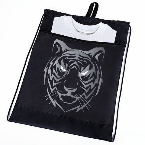 Мешок для обуви BRAUBERG, с петлёй, карман на молнии, 47х37 см, &quot;Tiger&quot;, 271610