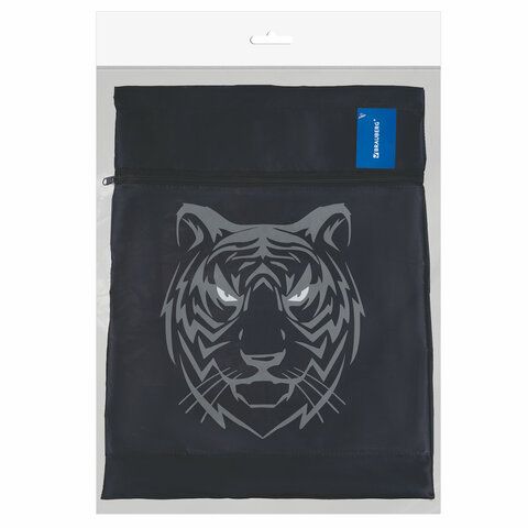 Мешок для обуви BRAUBERG, с петлёй, карман на молнии, 47х37 см, &quot;Tiger&quot;, 271610