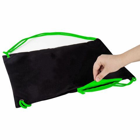 Мешок для обуви BRAUBERG плотный, карман на молнии, подкладка, 43х33 см, &quot;Neon Green&quot;, 271625