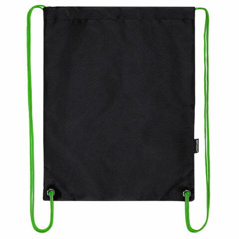 Мешок для обуви BRAUBERG плотный, карман на молнии, подкладка, 43х33 см, &quot;Neon Green&quot;, 271625