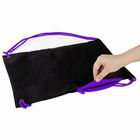 Мешок для обуви BRAUBERG плотный, карман на молнии, подкладка, 43х33 см, &quot;Neon Purple&quot;, 271626