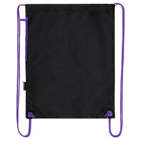 Мешок для обуви BRAUBERG плотный, карман на молнии, подкладка, 43х33 см, &quot;Neon Purple&quot;, 271626