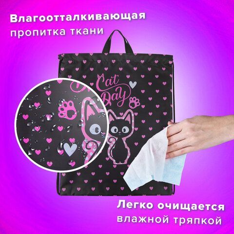 Мешок для обуви BRAUBERG KIDS, с петлей, 42х34 см, &quot;Amazed cat&quot;, 271629