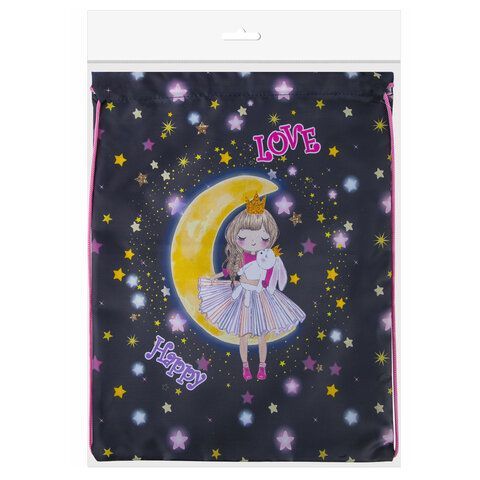 Мешок для обуви BRAUBERG KIDS, с петлей, 42х34 см, &quot;Moon girl&quot;, 271630