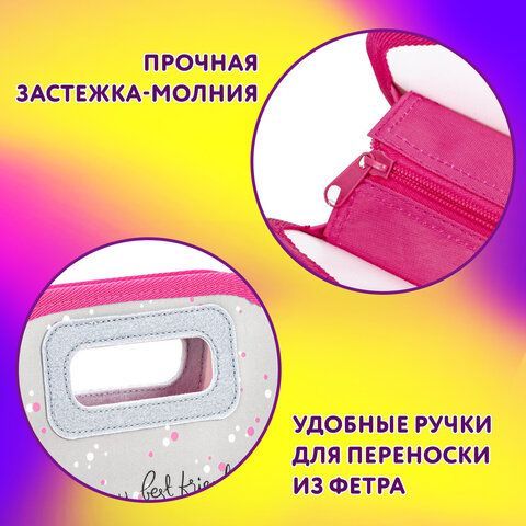 Папка-сумка ЮНЛАНДИЯ, 1 отделение, фетровые ручки, 34х30х11 см, &quot;Girls&quot;, 271631