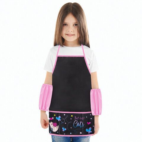 Фартук с нарукавниками для уроков труда BRAUBERG, 3 кармана, 45x54 см, &quot;Cats First&quot;, 271634