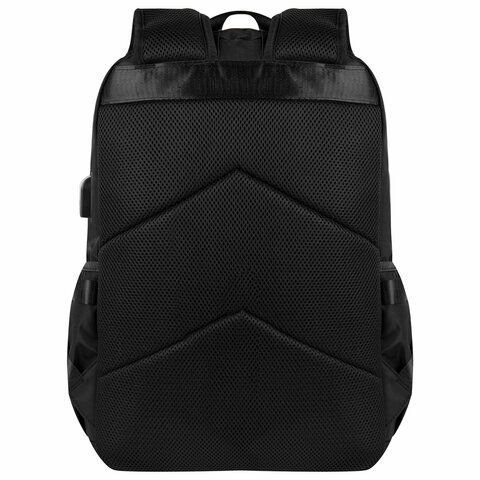 Рюкзак BRAUBERG FUSION универсальный, USB-порт, черный с белыми вставками, 45х31х15 см, 271657