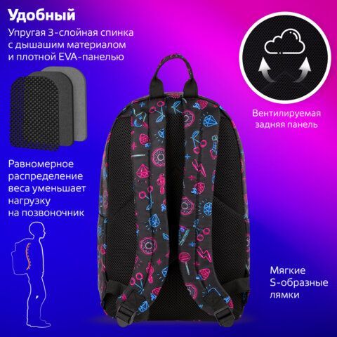 Рюкзак BRAUBERG DREAM универсальный с карманом для ноутбука, эргономичный, &quot;Sweet dreams&quot;, 42х26х14 см, 271677