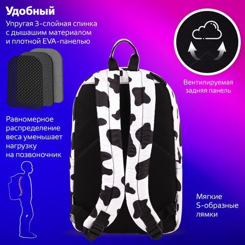 Рюкзак BRAUBERG DREAM универсальный с карманом для ноутбука, эргономичный, &quot;Animal&quot;, 42х26х14 см, 271678