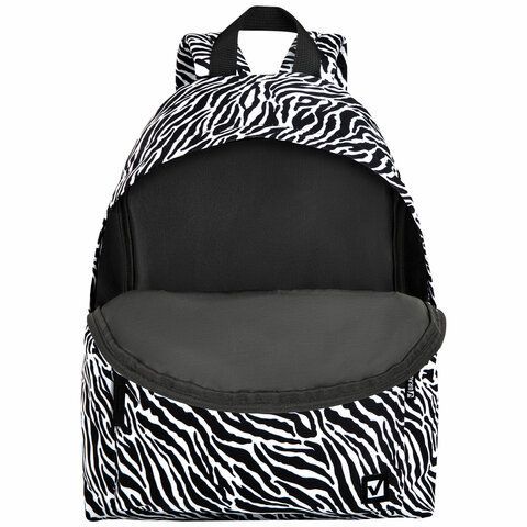 Рюкзак BRAUBERG СИТИ-ФОРМАТ универсальный, &quot;Zebra&quot;, белый/черный, 41х32х14 см, 271680