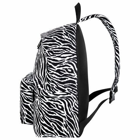Рюкзак BRAUBERG СИТИ-ФОРМАТ универсальный, &quot;Zebra&quot;, белый/черный, 41х32х14 см, 271680