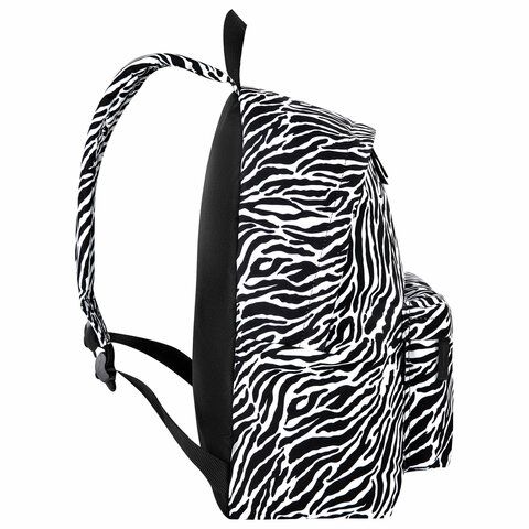 Рюкзак BRAUBERG СИТИ-ФОРМАТ универсальный, &quot;Zebra&quot;, белый/черный, 41х32х14 см, 271680