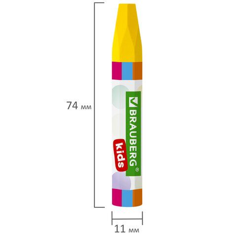 Восковые мелки утолщенные BRAUBERG KIDS, НАБОР 24 цвета, на масляной основе, яркие цвета, 271694