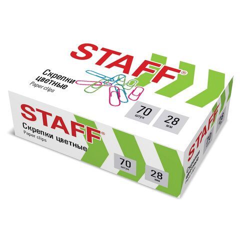 Скрепки STAFF 4 шт. 28 мм, цветные, 70 штук, 271708