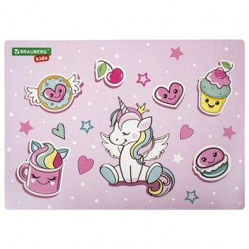 Настольное покрытие BRAUBERG KIDS 3 шт., А3+, пластик, 46x33 см, "Unicorn dreams", 271730