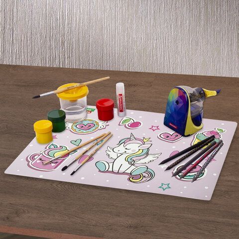 Настольное покрытие BRAUBERG KIDS 3 шт., А3+, пластик, 46x33 см, &quot;Unicorn dreams&quot;, 271730