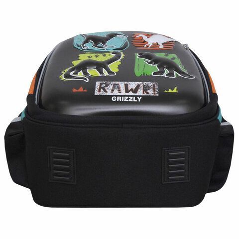Ранец GRIZZLY анатомическая спинка, картхолдер, для мальчиков, DINO, 36х28х20 см, RAz-387-6/1