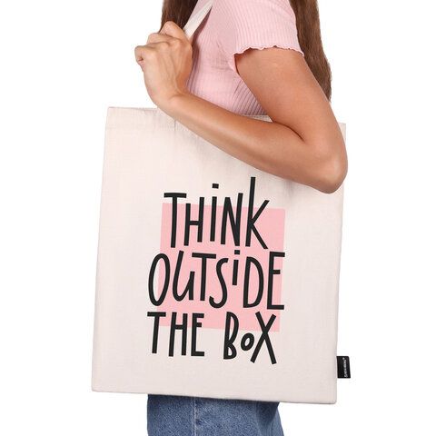 Сумка-шоппер BRAUBERG, канвас, 40х35 см, бежевый, &quot;Think outside the box&quot;, 271898