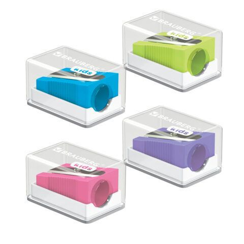 Точилка BRAUBERG KIDS 24 шт. &quot;MINI&quot;, с контейнером, пластиковая, пастельные цвета ассорти, 271944
