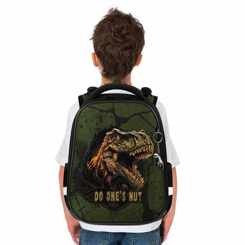Ранец BRAUBERG PREMIUM, 2 отделения, с брелоком, &quot;Dino attack&quot;, 3D-панель, 38х29х16 см, 272016