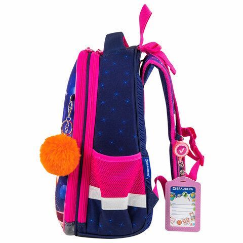Ранец BRAUBERG PREMIUM, 2 отделения, с брелоком, &quot;Cute fox&quot;, LED-ЛАМПОЧКИ, 38х29х16 см, 272019