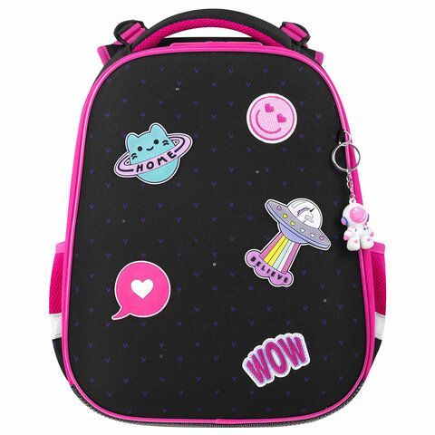 Ранец BRAUBERG PREMIUM, 2 отделения, с брелоком, &quot;Space sweets&quot;, LED-ЛАМПОЧКИ, 38х29х16 см, 272020