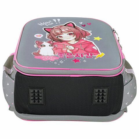 Ранец BRAUBERG QUADRO, 3 отделения, с брелком, &quot;Anime friends&quot;, 37х28х18 см, 272022