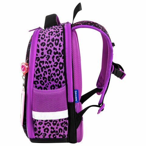 Ранец BRAUBERG FIT, 2 отделения, &quot;Leopard&quot;, велюровое покрытие, 38х27х14 см, 272025