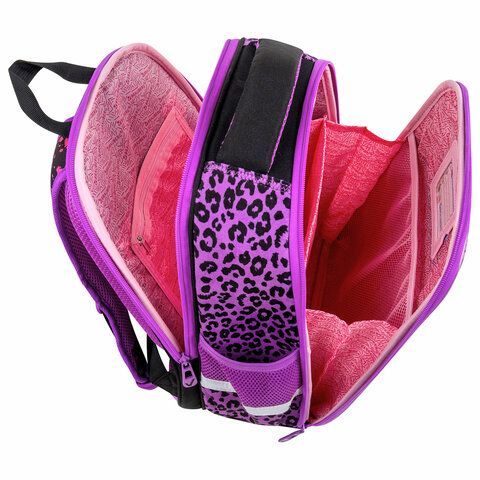 Ранец BRAUBERG FIT, 2 отделения, &quot;Leopard&quot;, велюровое покрытие, 38х27х14 см, 272025