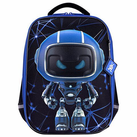 Ранец BRAUBERG LIGHT, 1 отделение, с брелоком, &quot;Evil robot&quot;, 3D-панель, 36х26х13 см, 272028