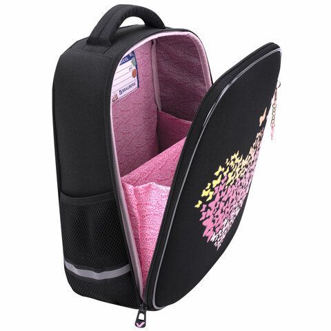 Ранец BRAUBERG LIGHT, 1 отделение, с брелоком, &quot;Shining heart&quot;, фольгированная печать, 36х26х13 см, 272029