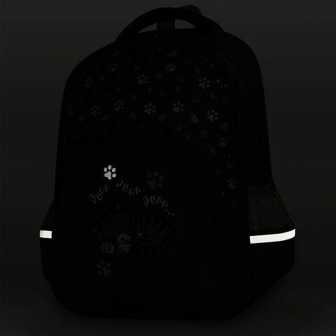 Рюкзак BRAUBERG SOFT, 2 отделения, 3 кармана, &quot;Sleepy cat&quot;, СВЕТЯЩИЙСЯ, 40х31х15 см, 272035