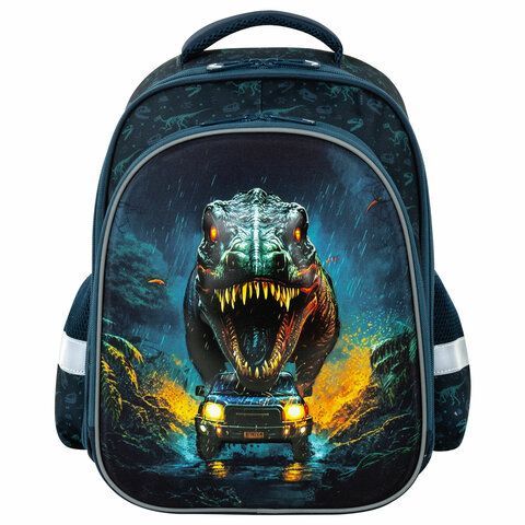 Ранец BRAUBERG KIDS STANDARD, 2 отделения, &quot;Dino chase&quot;, 3D панель, 36х28х14 см, 272036