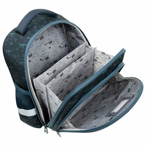 Ранец BRAUBERG KIDS STANDARD, 2 отделения, &quot;Dino chase&quot;, 3D панель, 36х28х14 см, 272036