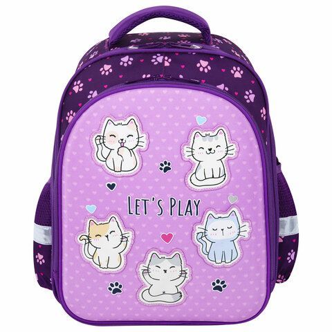 Ранец BRAUBERG KIDS STANDARD, 2 отделения, &quot;Playing kittens&quot;, 36х28х14 см, 272038